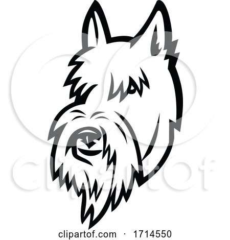 Scottish Terrier Head Mascot Black and White by patrimonio