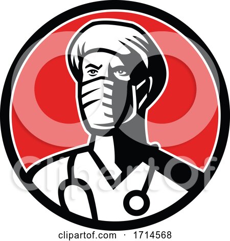 Surgeon Wearing Face Mask Circle Mascot by patrimonio