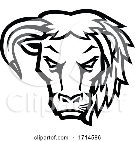 Half Bull Half Lion Head Black and White by patrimonio