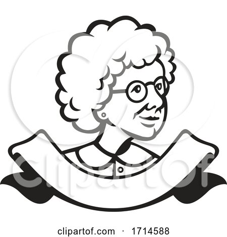 Black and White Granny Looking to the Side over a Banner by patrimonio