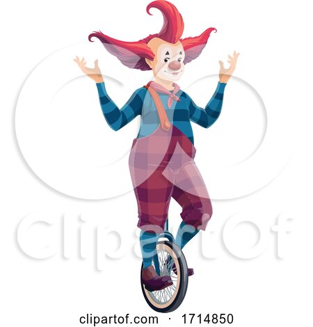 Clown Riding a Unicycle by Vector Tradition SM