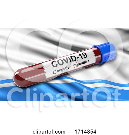 Flag of the Altai Republic Waving in the Wind with a Positive Covid 19 Blood Test Tube by stockillustrations
