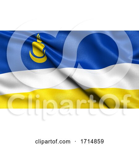 Flag of the Republic of Buryatia Waving in the Wind With 3D Illustration. by stockillustrations