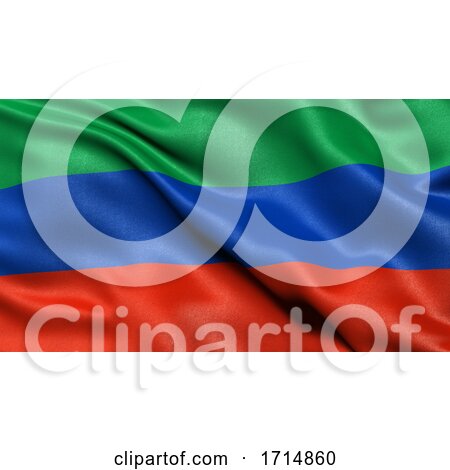 Flag of the Republic of Dagestan Waving in the Wind 3D Illustration. by stockillustrations