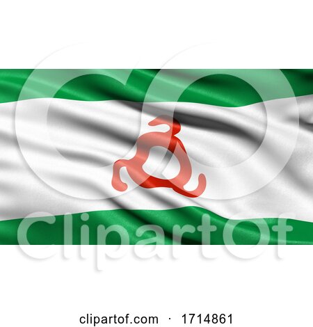 Flag of the Republic of Ingushetia Waving in the Wind 3D Illustration. by stockillustrations