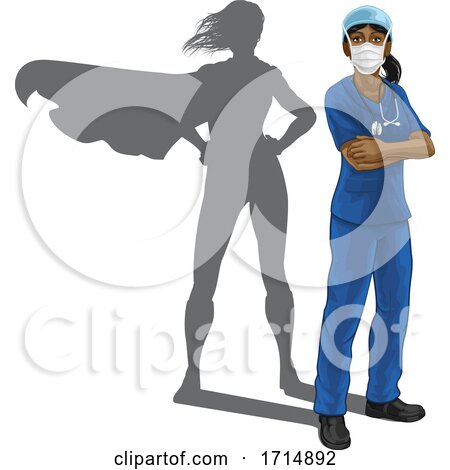 Superhero Nurse Doctor Woman Super Hero Shadow by AtStockIllustration