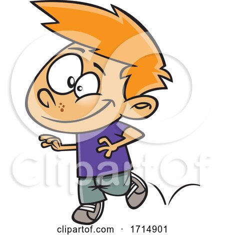 Cartoon Boy Hopping by toonaday