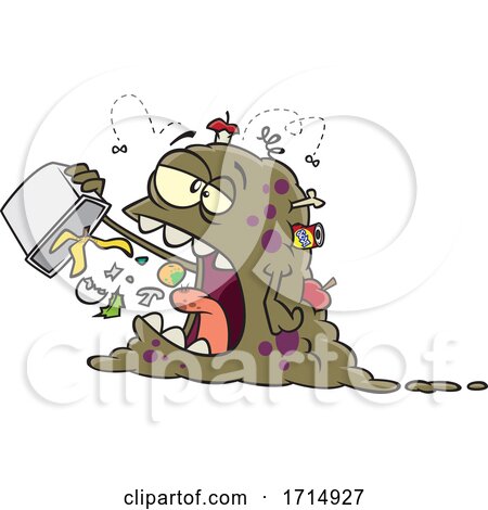 Cartoon Monster Eating Garbage by toonaday