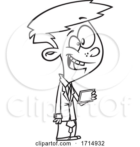 Cartoon Black and White Young Male Host by toonaday