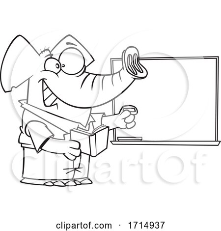 Cartoon Black and White Teacher Elephant by toonaday