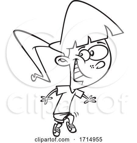 Cartoon Black and White Girl Sneaking on Her Tip Toes by toonaday