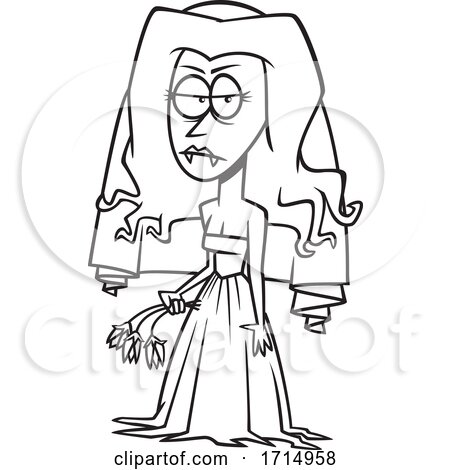 Cartoon Black and White Vampire Bride by toonaday
