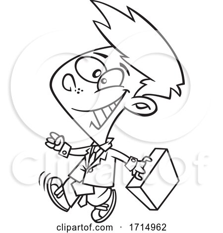 Cartoon Black and White Young Business Boy by toonaday