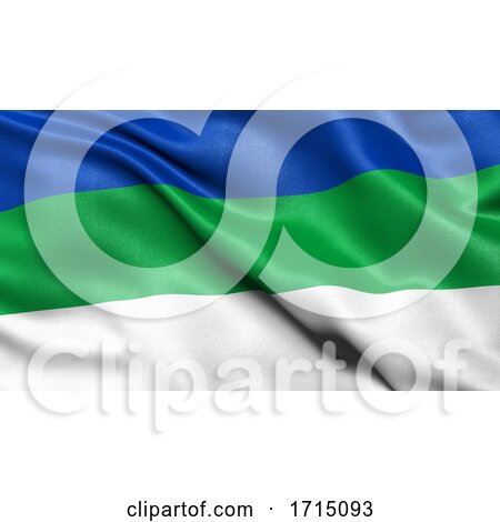 Flag of the Komi Republic Waving in the Wind by stockillustrations