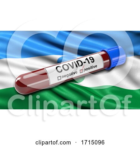 Flag of the Kabardino Balkar Republic Waving in the Wind with a Positive Covid-19 Blood Test Tube by stockillustrations