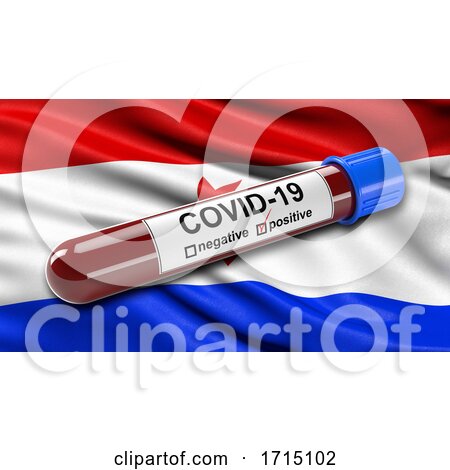 Flag of the Republic of Mordovia Waving in the Wind with a Positive Covid 19 Blood Test Tube by stockillustrations