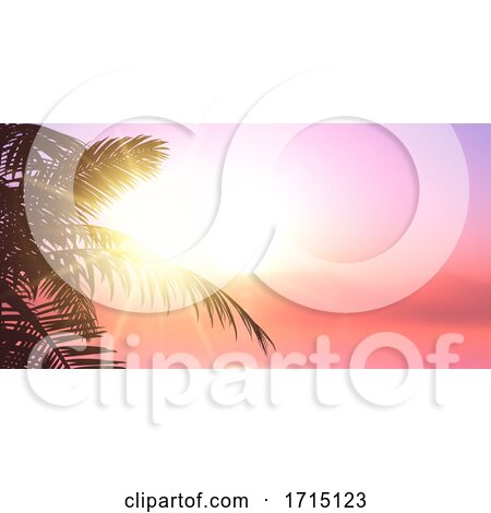 Summer Banner Design with Palm Tree Leaves Silhouette by KJ Pargeter