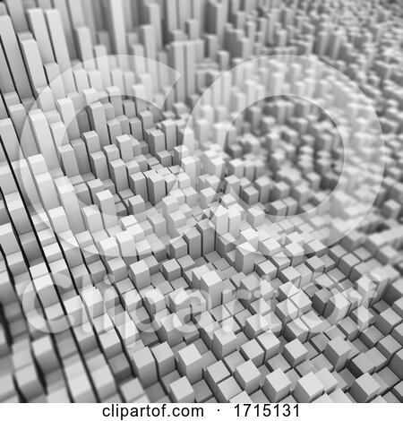 3D Abstract Bacground of Extruding Cubes with Shallow Depth of Field by KJ Pargeter