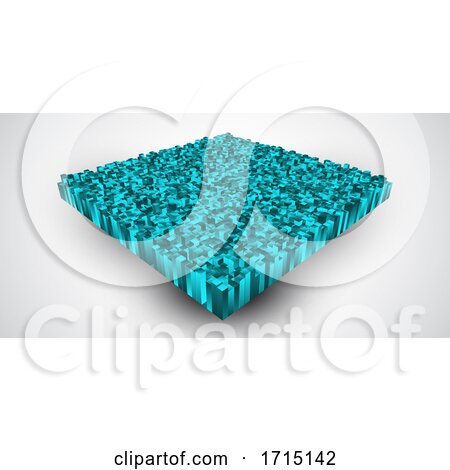 Abstract Isometric Background with Extruding Teal Coloured Cubes by KJ Pargeter
