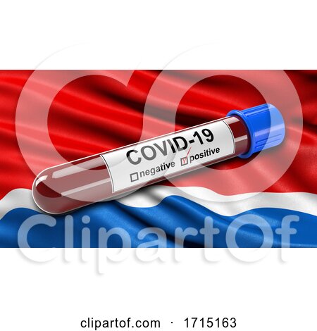 Flag of Amur Oblast Waving in the Wind with a Positive Covid 19 Blood Test Tube by stockillustrations