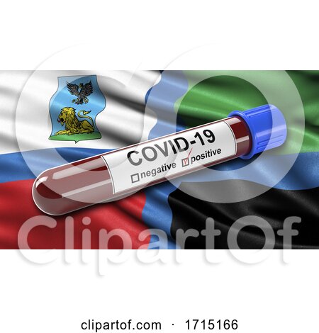 Flag of Belgorod Oblast Waving in the Wind with a Positive Covid 19 Blood Test Tube by stockillustrations