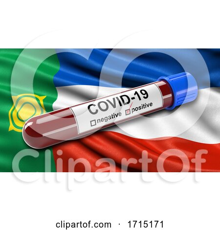 Flag of the Republic of Khakassia Waving in the Wind with a Positive Covid 19 Blood Test Tube by stockillustrations
