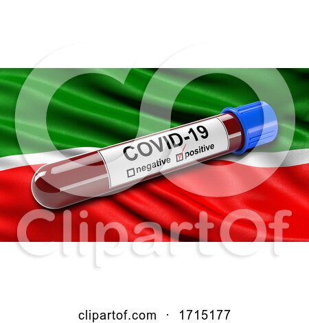 Flag of the Republic of Tatarstan Waving in the Wind with a Positive Covid 19 Blood Test Tube by stockillustrations