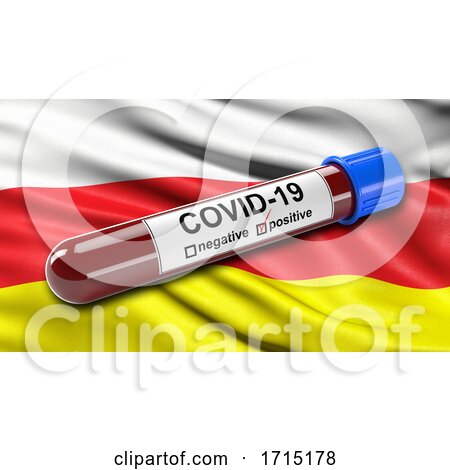 Flag of the Republic of North Ossetia Alania Waving in the Wind with a Positive Covid-19 Blood Test Tube by stockillustrations