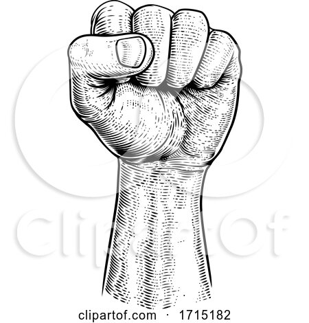 Fist in the Air Vintage Propaganda Poster Style by AtStockIllustration