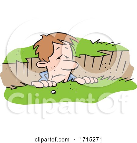 Cartoon Man Stuck in a Rut by Johnny Sajem