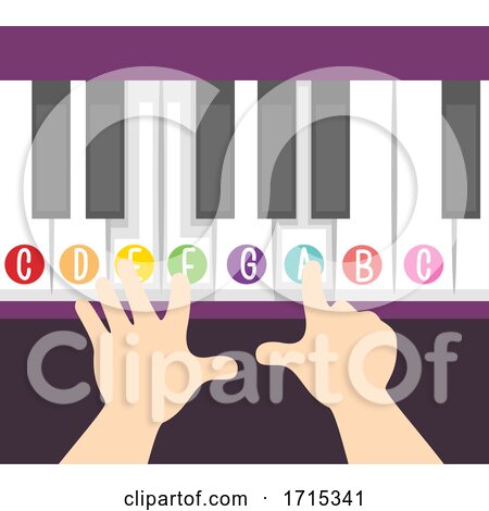 Hands Piano Kid Keyboard Lesson Illustration by BNP Design Studio