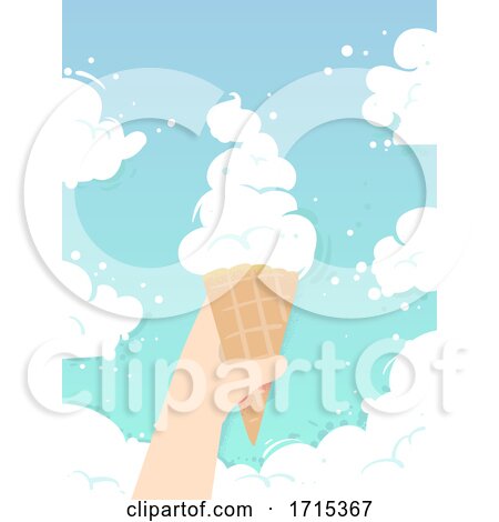 Hand Kid Ice Cream Cone Clouds Illustration by BNP Design Studio