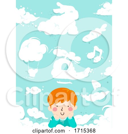 Kid Boy Imagine Clouds Illustration by BNP Design Studio