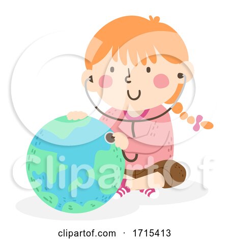 Kid Girl Treat Earth Stethoscope Illustration by BNP Design Studio