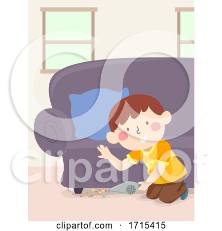 Kid Boy Clean Hand Vacuum Floor Illustration by BNP Design Studio