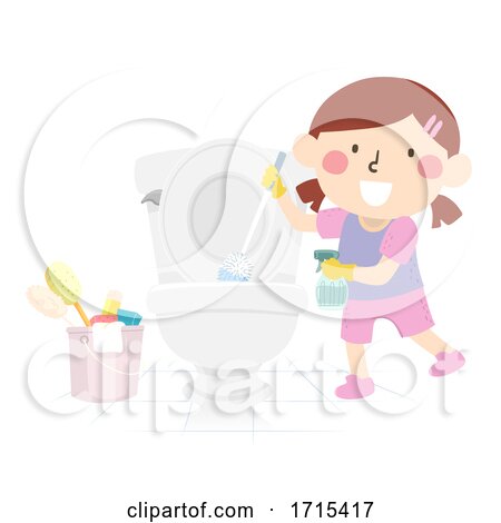 Kid Girl Clean Bathroom Illustration by BNP Design Studio