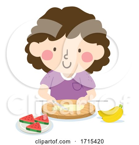 Kid Girl Slice Fruits Illustration by BNP Design Studio