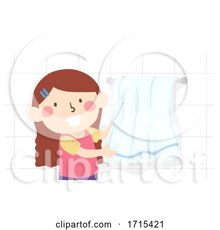 Kid Girl Task Chores Hang Towel Illustration by BNP Design Studio