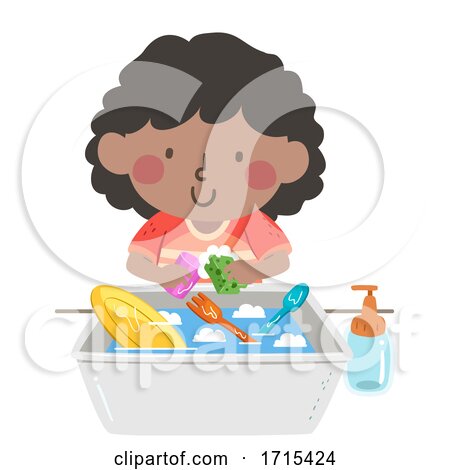 Kid Girl Dish Washing Toys Illustration by BNP Design Studio
