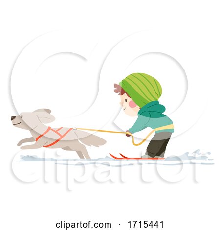Kid Boy Skijoring Illustration by BNP Design Studio