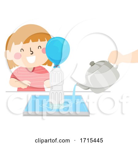 Kid Girl Fill the Balloon Bottle Illustration by BNP Design Studio
