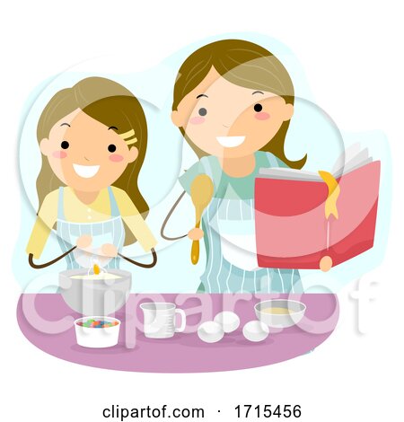 Stickman Teen Girl Mom Baking Bonding Illustration by BNP Design Studio