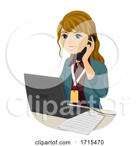 Teen Girl Intern Answer Phone Call Illustration by BNP Design Studio
