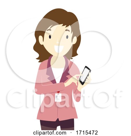 Teen Girl Intern Phone Know Contacts Illustration by BNP Design Studio