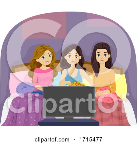 Teen Girls Slumber Movie Marathon Illustration by BNP Design Studio
