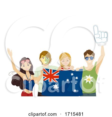 Teens Australian Sports Flag Cheer Illustration by BNP Design Studio