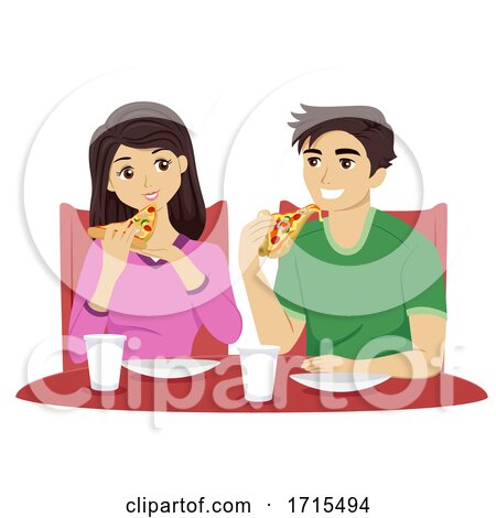 Teens Couple Eat Pizza Illustration by BNP Design Studio