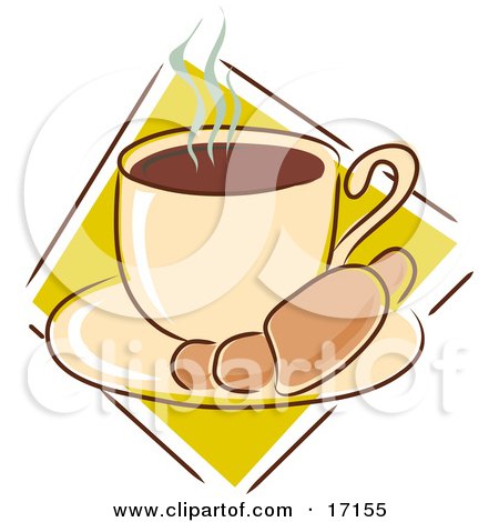 Breakfast Croissant On A Saucer With A Hot Cup Of Coffee  Posters, Art Prints