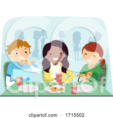 Stickman Teens Eat Friends Pizza Illustration by BNP Design Studio