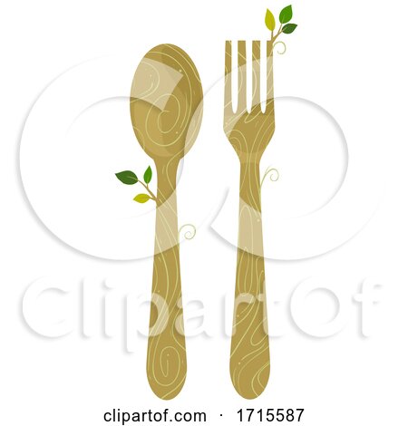 Spoon Fork Wooden Organic Utensil Illustration by BNP Design Studio